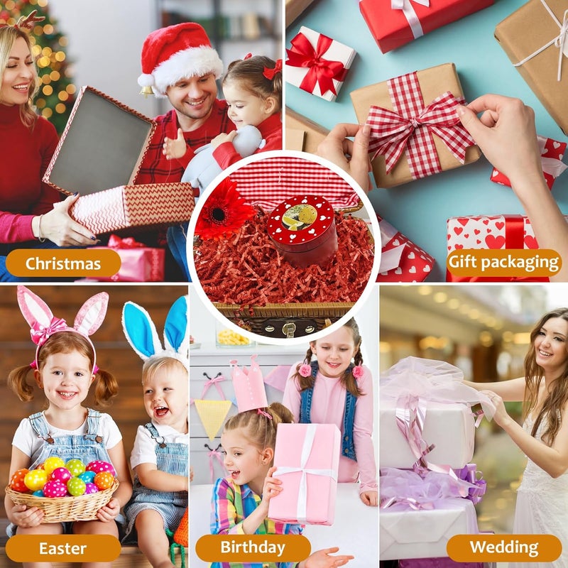 WUINOID Valentines Red Crinkle Cut Paper Shred Filler for Gift Baskets Box Bags 1/2 LB, Shredded Paper Grass for Bridesmaid Thanksgiving New Year Valentine's Day Mother's Day Easter Christmas Holiday Packaging Wrapping - Image 3